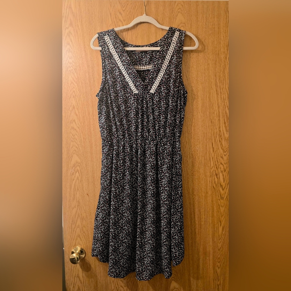 East Adeline Women's Black & White Pattern Midi Dress Size 1X